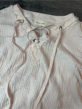 cloth & stone Blush Pink Gauze Lace-Up Blouse Size Medium - Anthropology
